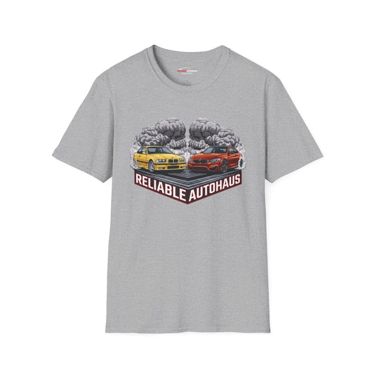 Reliable Autohaus Apparel- Reliable Autohaus E36 M3 vs F82 M4 Burnout Shirt