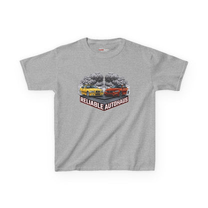 Reliable Autohaus Apparel- Reliable Autohaus E36 M3 vs F82 M4 Burnout Shirt - Kids Car T-Shirt