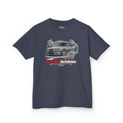 Reliable Autohaus Apparel- Reliable Autohaus E36 M3 Burning Rubber | Car Enthusiast Racing Tee - Kids Car T-Shirt