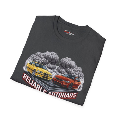 Reliable Autohaus Apparel- Reliable Autohaus E36 M3 vs F82 M4 Burnout Shirt