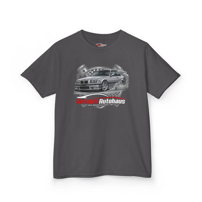 Reliable Autohaus Apparel- Reliable Autohaus E36 M3 Burning Rubber | Car Enthusiast Racing Tee - Kids Car T-Shirt
