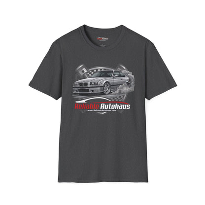 Reliable Autohaus Apparel- E36 M3 Burning Rubber T-Shirt | Car Enthusiast Racing Tee