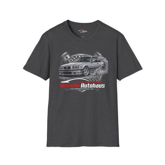 Reliable Autohaus Apparel- E36 M3 Burning Rubber T-Shirt | Car Enthusiast Racing Tee