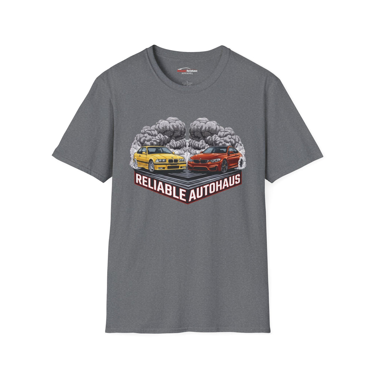 Reliable Autohaus Apparel- Reliable Autohaus E36 M3 vs F82 M4 Burnout Shirt