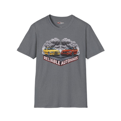 Reliable Autohaus Apparel- Reliable Autohaus E36 M3 vs F82 M4 Burnout Shirt