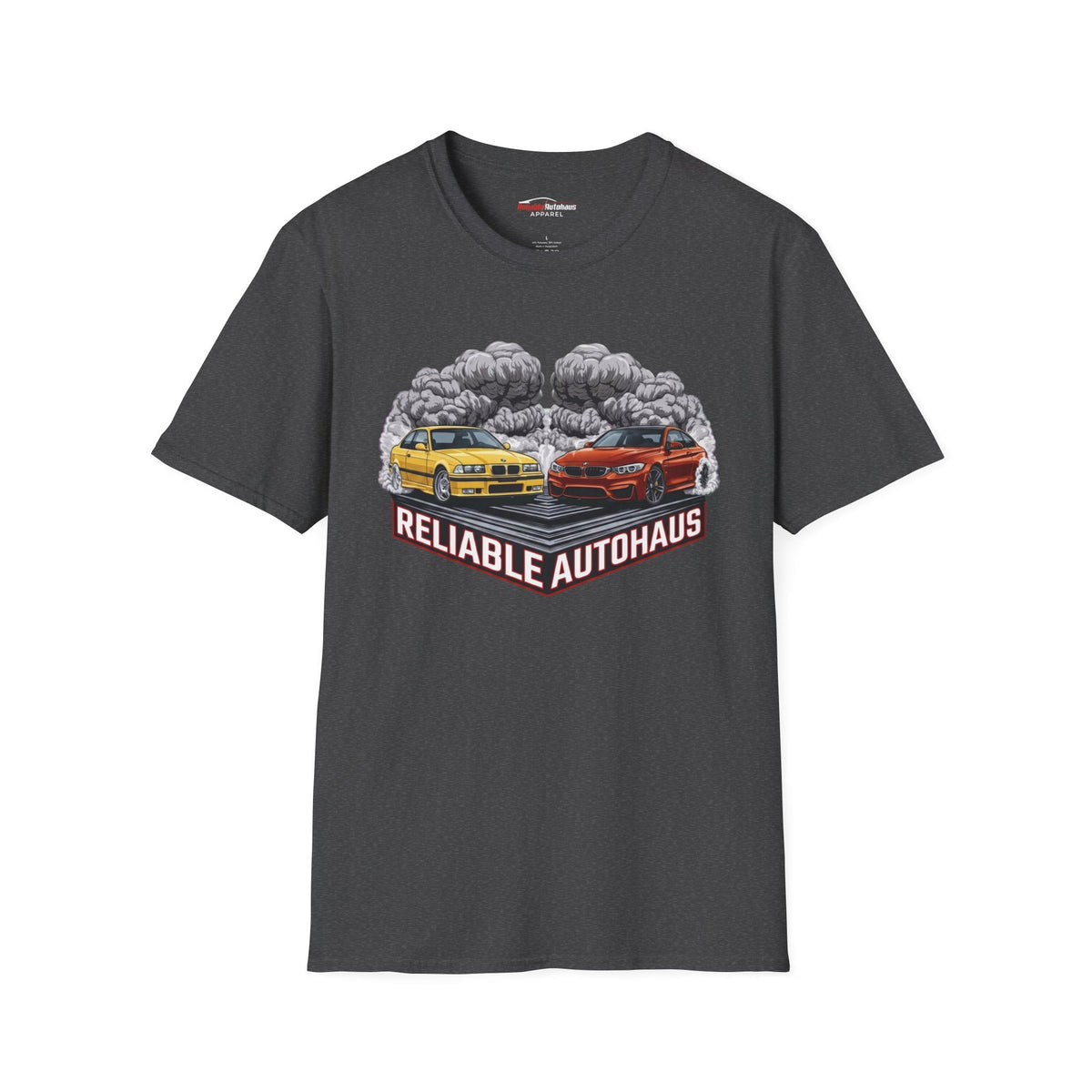 Reliable Autohaus Apparel- Reliable Autohaus E36 M3 vs F82 M4 Burnout Shirt