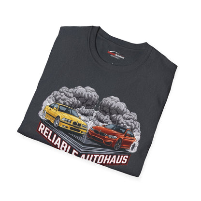 Reliable Autohaus Apparel- Reliable Autohaus E36 M3 vs F82 M4 Burnout Shirt